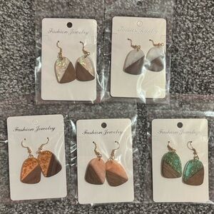 Colorful half acrylic half wood earrings